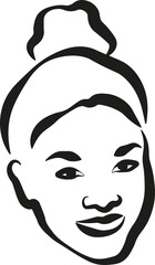 Womain with a bun Hand Drawn Face Portrait Illustration Vector