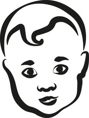 Baby Hand Drawn Face Portrait Illustration Vector