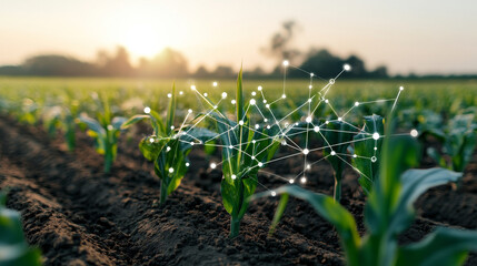 Innovative agriculture technology with crops and digital network