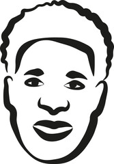 Man Frizzy Hair Hand Drawn Face Portrait Illustration Vector