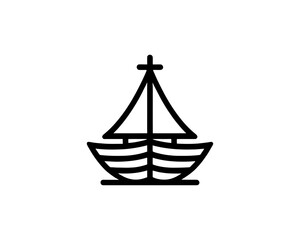 Boat logo design icon outline vector template