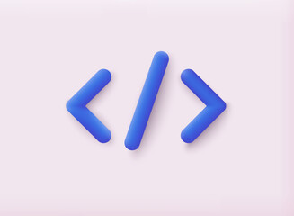 Web Development concept. Website coding, Web page. 3d vector icon. Cartoon minimal style. 3D Web Vector Illustration.