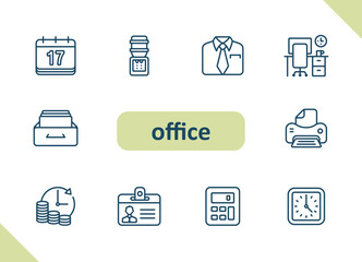 Office icons. Workplace, career, job vector icon set