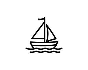 Boat logo design icon outline vector template