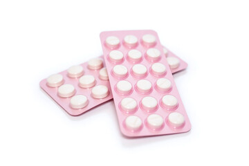 pack of birth control pills on a white background