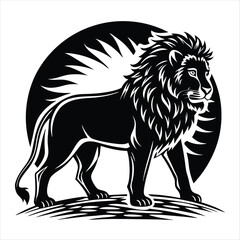 lion silhouette vector style
