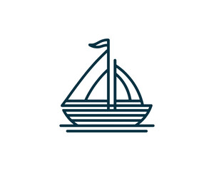 Boat logo design icon outline vector template