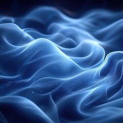 Obraz premium Abstract undulating blue forms creating gentle waves with dark atmospheric background
