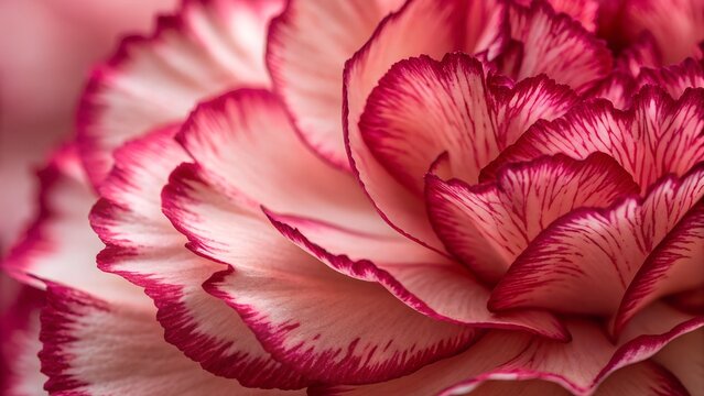 Petal Symphony: A close-up shot of a carnation in full bloom. This image celebrates the intricate layers and delicate textures of the petals, offering a captivating display of nature's elegance. 