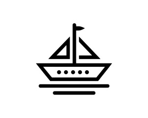 Boat logo design icon outline vector template
