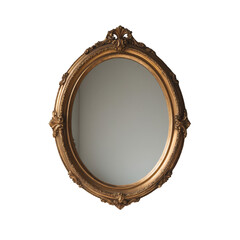 Vintage Gold Mirror with Intricate Frame Isolated on Transparent Background.