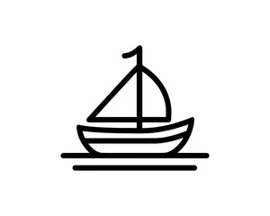 Boat logo design icon outline vector template