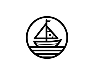 Boat logo design icon outline vector template