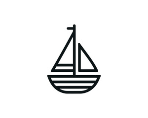 Boat logo design icon outline vector template