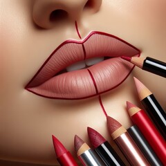 Obraz premium Lip Liner Defines and shapes the lips preventing lipstick from b
