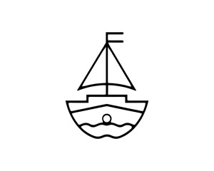 Boat logo design icon outline vector template