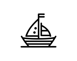 Boat logo design icon outline vector template