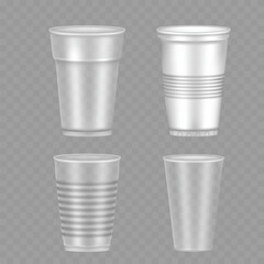 Set of Plastic Cup Mockups Vector illustration