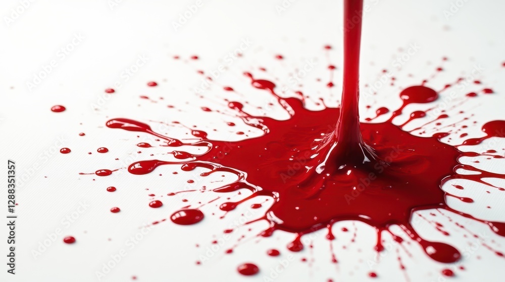 Leinwandbilder Captivating crimson splatters cascading across a pristine white canvas in an explosive display of color and emotion