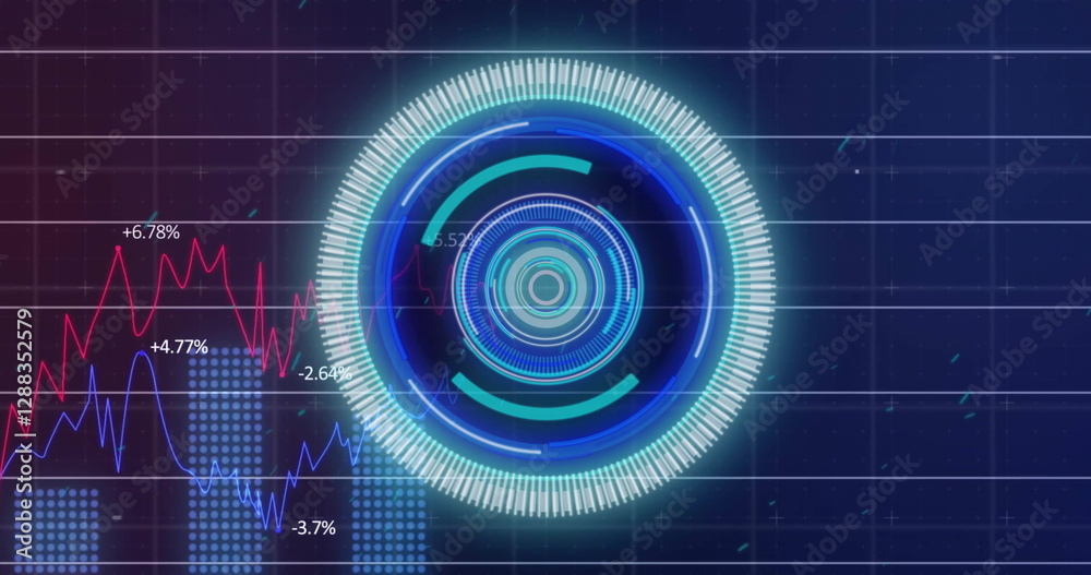 Poster image of scope scanning and data processing over blue background