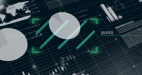Image of financial data processing over black background