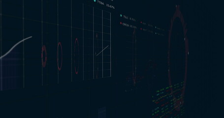 Image of financial data processing over black background