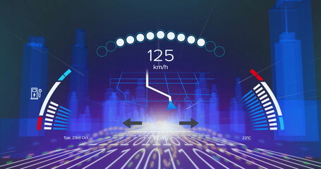 Image of speedometer and data processing over binary coding