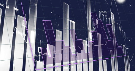 Image of financial data processing over dark background