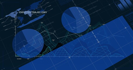Image of financial data processing over black background