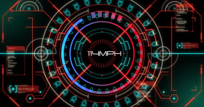 Image of scope scanning with data processing on black background