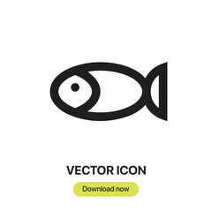 Obraz premium Fish icon vector. Linear-style sign for mobile concept and web design. Fish symbol illustration. Pixel vector graphics - Vector. 