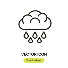 Rain icon vector. Linear-style sign for mobile concept and web design. Rain symbol illustration. Pixel vector graphics - Vector.	