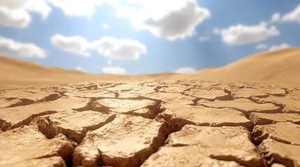 Cracked Earth Under Scorching Sun Symbolizing Environmental Degradation