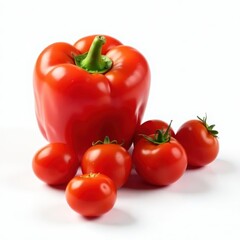 Fresh pepper cherry tomatoes on white background, food, pepper cherry tomatoes, fruit