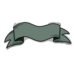 Green vintage handrawn ribbon banner