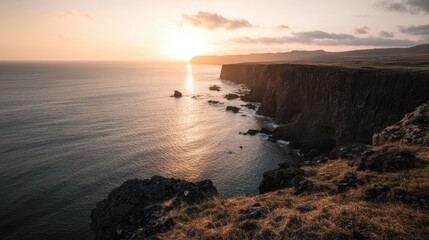 Cape Horn Africa taken from cliff over ocean and dusk golden hour