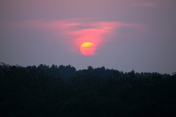 beautiful sunset over the hill