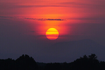 beautiful sunset over the hill