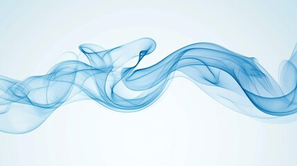 Abstract blue smoke wave on white background.
