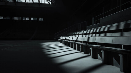 Obraz premium empty dark stadium, black and white