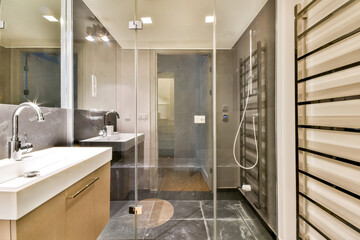 Modern bathroom design with glass shower