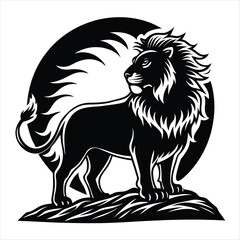 lion silhouette vector style