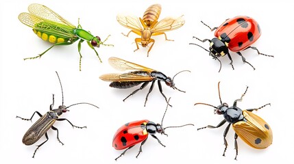 Colorful Insects Display Including Beetles, Cicadas, and Ladybugs
