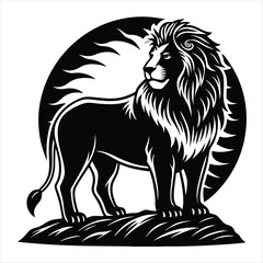 lion silhouette vector style