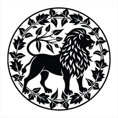 lion silhouette vector style