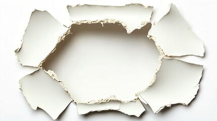 Fototapeta premium Cracked Hole in Wall with White Paper Texture Background Illustration