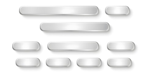Obraz premium Sleek Metallic Vector Buttons with Gradient Effect on White Background