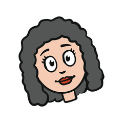 curly hair girl women's day doodle illustration hand drawn