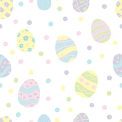 Easter seamless pattern with colorful easter eggs. Holidays design template. Vector illustration