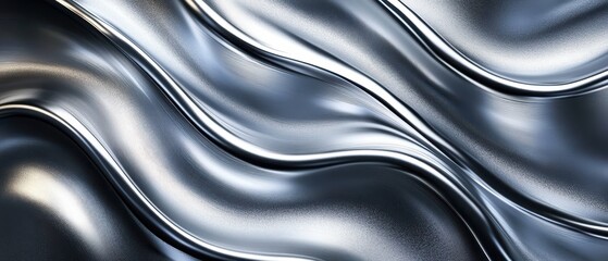 Abstract brushed silver waves on a metallic surface, elegant and modern